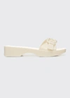 Veronica Beard Davina Jelly Buckle Resort Sandals In White