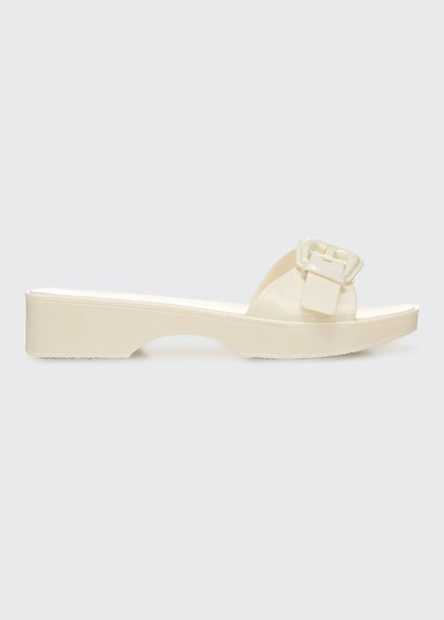 Veronica Beard Davina Jelly Buckle Resort Sandals In Snow