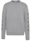 OFF-WHITE GREY COTTON BLEND DIAG OUTLINE SWEATER
