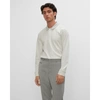 Club Monaco Refined Long Sleeve Polo In Dawn Blue/vapor Blue
