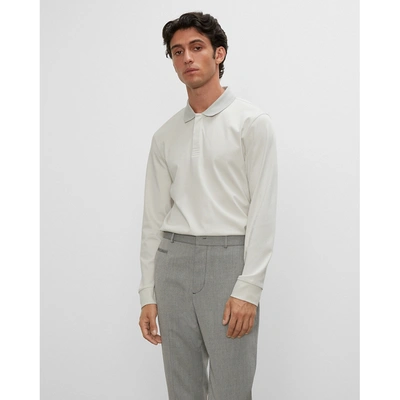 Club Monaco Refined Long Sleeve Polo In Dawn Blue/vapor Blue