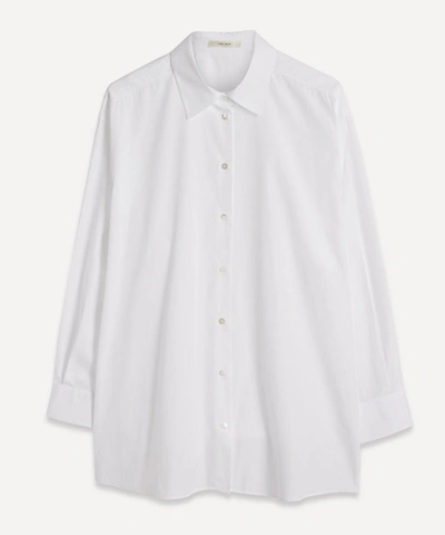 The Row Luka Oversized Cotton-poplin Shirt In Optic White