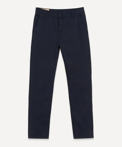 Nudie Jeans Easy Alvin Slim-fit Organic Cotton-blend Trousers In Dark Midnight
