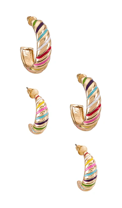 8 Other Reasons Holiday Earring Set In Metallic Gold