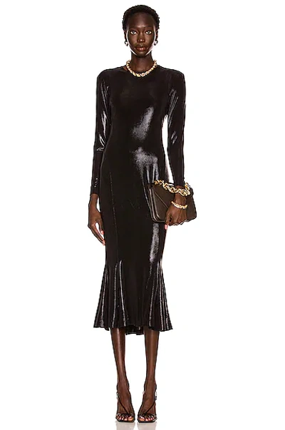 Norma Kamali Long Sleeve Crew Fishtail Dress To Midcalf In Black