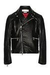 Alexander Mcqueen Grained Lamb Leather Biker Jacket In Black