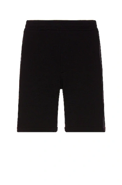 Alexander Mcqueen Black Jersey Bermuda Shorts With Side Logo