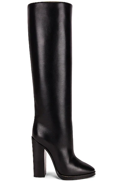 Saint Laurent 110mm Cleveland Leather Tall Boots In 黑色