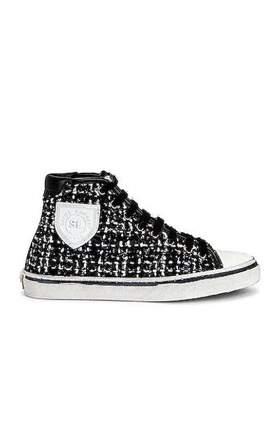 Saint Laurent Tweed High-top Sneakers In Black