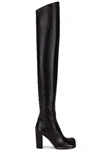 Bottega Veneta Leather Square Toe Over-the-knee Boots In Black