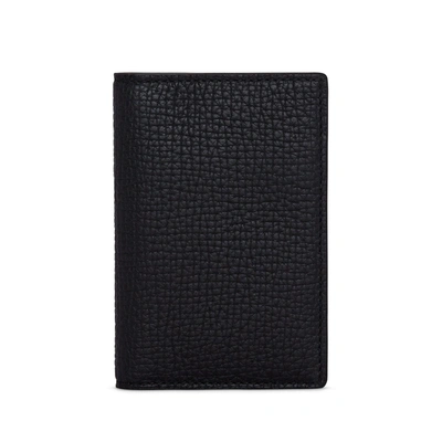 Smythson 6 Card Slot Folded Card Holder In Ludlow In Black