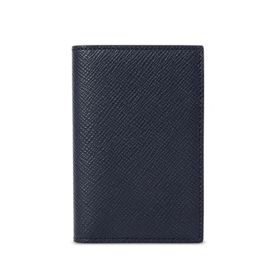 Smythson 6 Card Slot Folded Card Holder In Panama In Navy