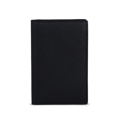 Smythson 6 Card Slot Folded Card Holder In Panama In Black