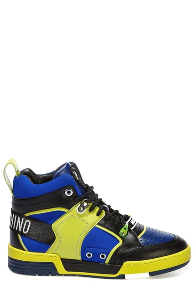 Moschino Men's Street Ball High-top Leather Sneakers In Multicolor