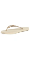 HAVAIANAS SLIM FLIP FLOPS SAND GREY/LIGHT GOLDEN