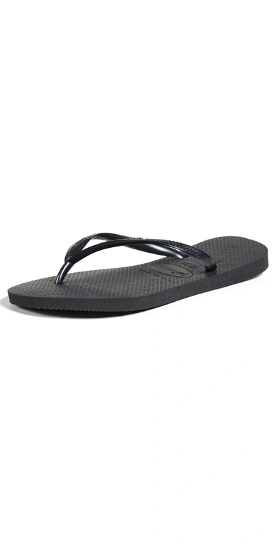 HAVAIANAS SLIM FLIP FLOPS BLACK