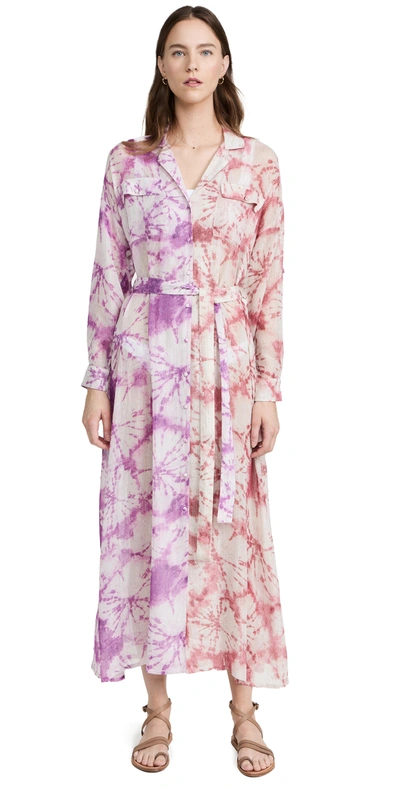 Rococo Sand Belted Multicolor Long Shirtdress In Rosewood Lilac