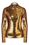 Burberry Ladies Gold Sequinned Turtleneck Top In Gold