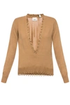 BURBERRY BURBERRY LADIES CAMEL CHAIN DETAIL CASHMERE SWEATER