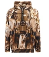 BURBERRY MENS BRONZE PRINTED COTTON JERSEY HOODIE, SIZE SMALL