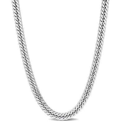Amour 5.5 Mm Double Curb Link Chain Necklace In Sterling Silver In White