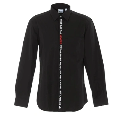 Burberry Black Cotton Quote Detail Classic Fit Oxford Shirt, Brand Size 40 (neck Size 15.75'')