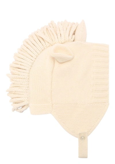 Burberry Babies' Girls Ivory Wool Cashmere Unicorn Hat In White