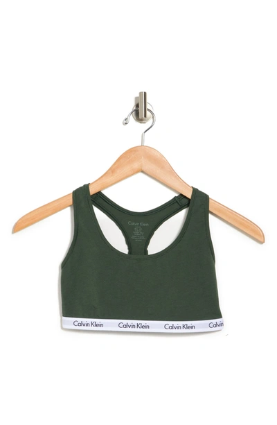 Calvin Klein Carousel Racerback Bralette In Mti Kells Green