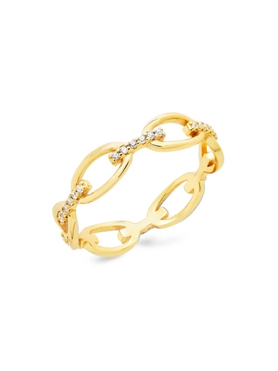 Sterling Forever Women's 14k Gold Vermeil & Crystal Open Chain Link Ring/size 6