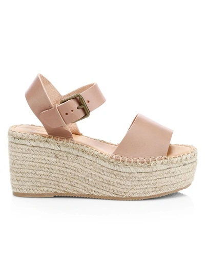 Soludos Minorca Leather Espadrille Platform Sandals In Dove Grey