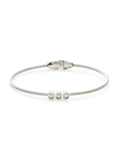 Alor Women's 18k White Gold, Stainless Steel & Diamond Cable Bracelet
