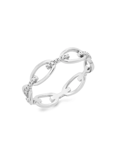 Sterling Forever Women's Sterling Silver & Cubic Zirconia Open Chain Link Ring/size 6