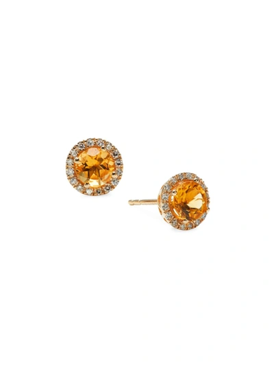 Effy Women's 14k Yellow Gold, Diamond & Citrine Earrings