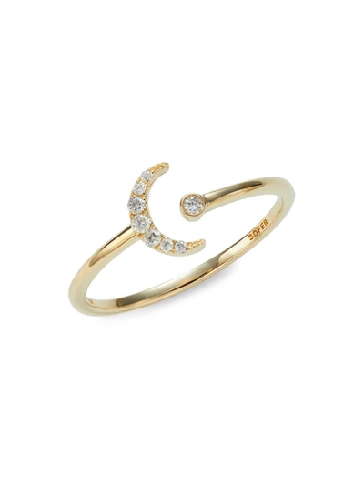 Nephora Women's 14k Yellow Gold & Diamond Moon Ring/size 7