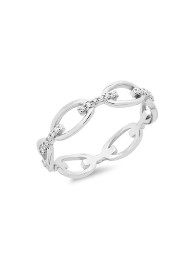 Sterling Forever Women's Sterling Silver & Crystal Open Chain Link Ring/size 7