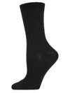 Memoi Women's Classic Day Cable-knit Crew Socks In Black