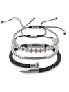 Eye Candy La Men's Solomun 3-piece Stainless Steel & Leather Bracelets In Neutral