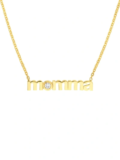 Saks Fifth Avenue Women's 14k Yellow Gold & Diamond Momma Pendant Necklace