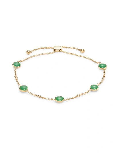 Effy Women's 14k Yellow Gold, Jade & Diamond Bolo Bracelet