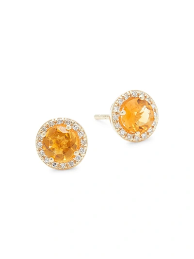 Effy Women's 14k Yellow Gold, Citrine & Diamond Stud Earrings