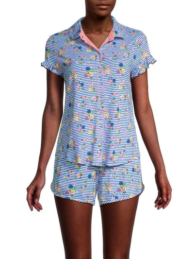 Jane And Bleecker Women's 2-piece Print Pajama Set In Blue Floral
