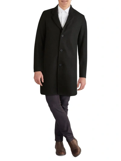 Cole Haan Regular Fit Stretch Wool Coat In Black