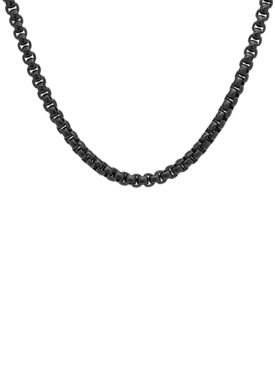 Anthony Jacobs Men's Stainless Steel Round Box Chain Necklace/24" In Black