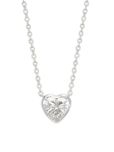 Badgley Mischka Women's 14k White Gold & Diamond Heart Pendant Necklace