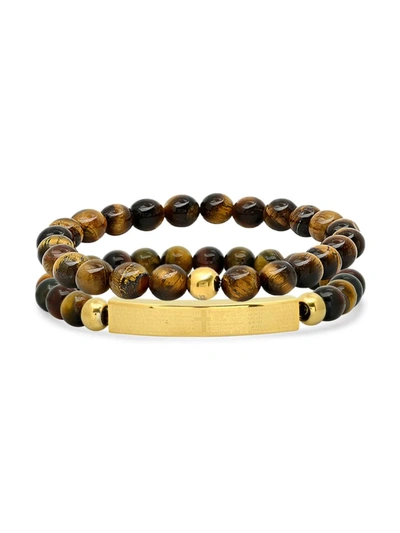 Anthony Jacobs Men's 2-piece Beaded Bracelet Set In Gold