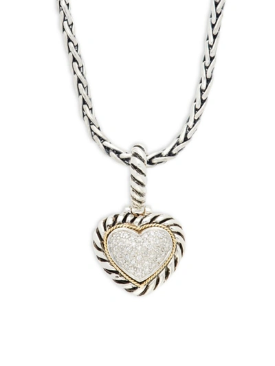 Effy Women's Sterling Silver, 18k Yellow Gold & Diamond Heart Pendant Necklace
