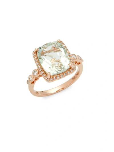 Effy Women's Amethyst & Diamond Rose Gold Ring/size 7