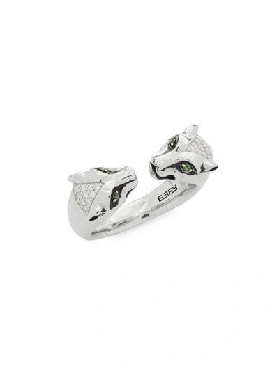 Effy Women's Sterling Silver, Diamond & Tsavorite Panther Wrap Ring/size 7
