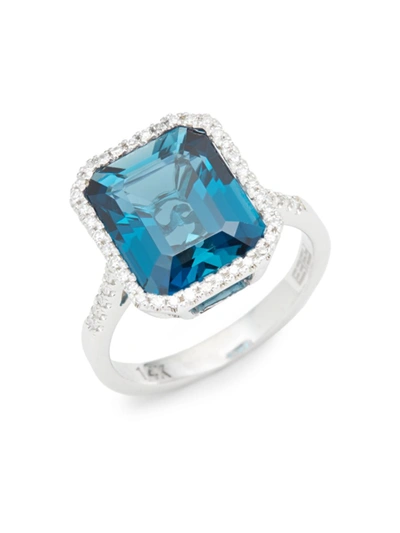 Effy Women's 14k White Gold, London Blue Topaz & Diamond Ring/size 7