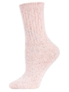 Memoi Pretty Glitter Plush Women's Crew Socks In Pink